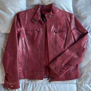 Alfani pink leather snakeskin jacket